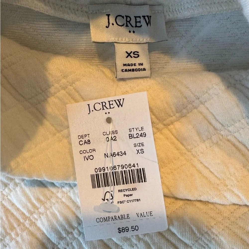 J. Crew Quilted Mockneck Pullover Women’s Small Ivory Top - Picture 9 of 10